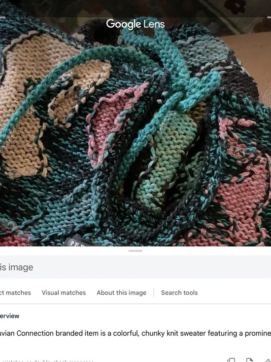 Multicolor Floral abstract PERUVIAN CONNECTION Women's Sweater L - Picture 5 of 5